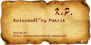 Kolozsváry Patrik névjegykártya